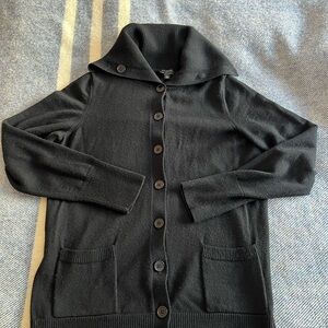Talbots 100% Merino Wool button down cardigan sweater, womens large, black